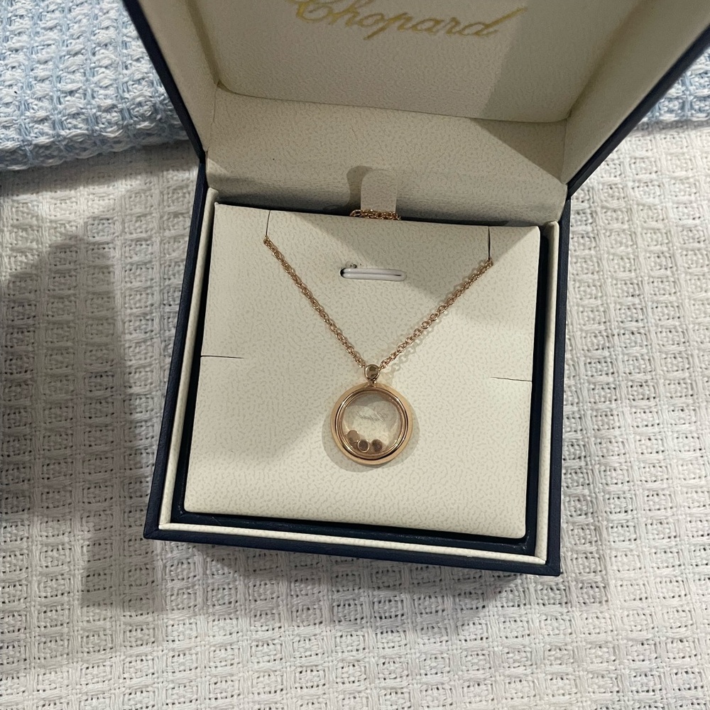 Chopard Rose Gold Circular Diamond-Accented Pendant Necklace - Picture 5 of 11